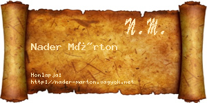 Nader Márton névjegykártya