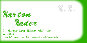 marton nader business card